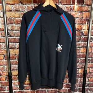 Vintage 80s Members Only pullover Men's Black Sweater Red Blue Stripes large